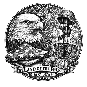 Patriotic military memorial, Pencil-Sketch style, CO2 laser engraving file, — free download