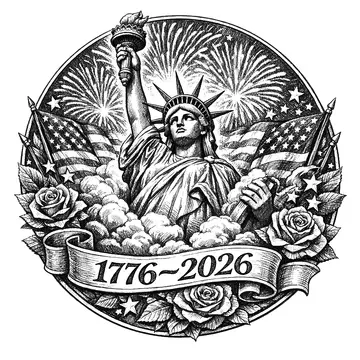 Statue of Liberty with fireworks and American flags, Pencil-Sketch style, CO2 laser engraving file, — free download